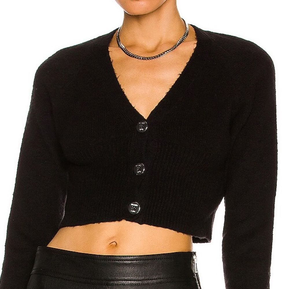 NWT Helmut Lang Sweater Black Fuzzy Crop Cardigan Helmut Lang Black Cardigan